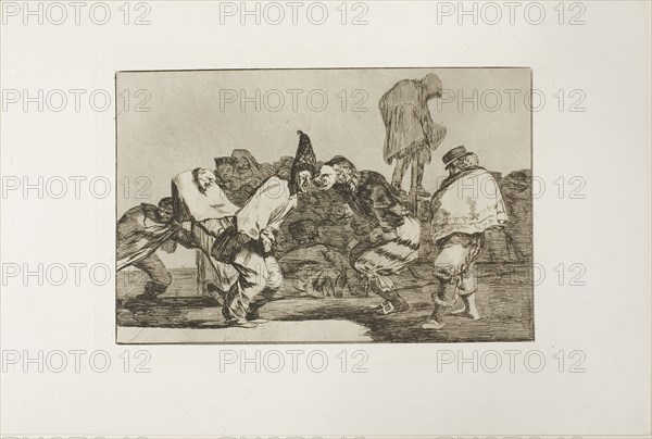 Rejoice, Carnival, for Tomorrow Thou wilt Be Ashes, plate 14 from Los Proverbios, 1815/24, Francisco José de Goya y Lucientes, Spanish, 1746-1828, Spain, Etching and aquatint on ivory wove paper, 209 x 319 mm (image), 244 x 350 mm (plate), 332 x 495 mm (sheet)