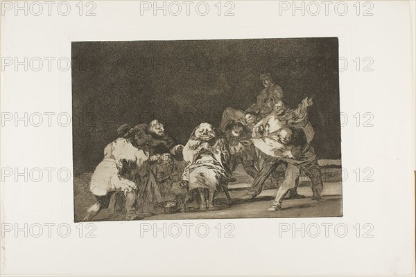 He who does not like thee will defame thee in jest, plate 17 from Los Proverbios, 1815/24, Francisco José de Goya y Lucientes, Spanish, 1746-1828, Spain, Etching and burnished aquatint on ivory wove paper, 218 × 323 mm (image), 245 × 352 mm (plate), 332 × 497 mm (sheet)
