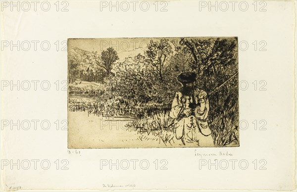 The Fisherman, 1864, Francis Seymour Haden, English, 1818-1910, England, Etching and drypoint on cream laid paper, 138 × 214 mm (image/plate), 236 × 365 mm (sheet)