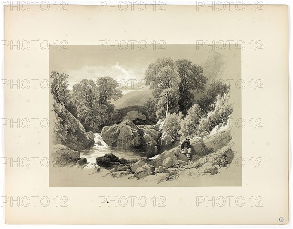 Sledde Bridge, from Picturesque Selections, 1860, James Duffield Harding, (English, 1798-1863), Published by W. Kent and Co., England, Lithograph on paper, 280 × 380 mm (image, primary support), 430 × 560 mm (secondary support)