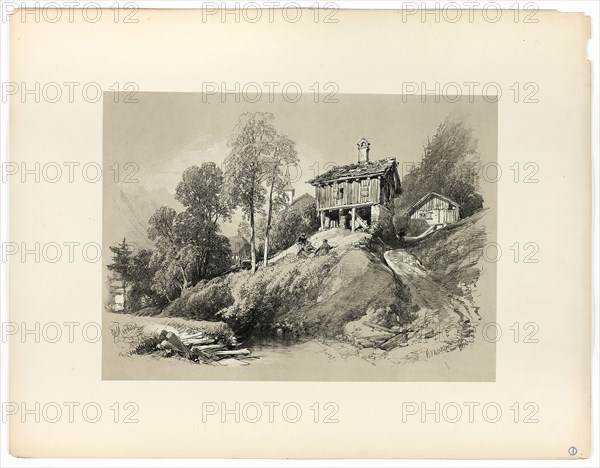 Brunnen, from Picturesque Selections, 1860, James Duffield Harding, (English, 1798-1863), Published by W. Kent and Co., England, Lithograph on paper, 280 × 380 mm (primary support), 430 × 560 mm (secondary support)