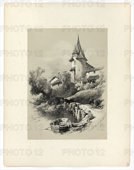 Nidan W. Neuchatel, from Picturesque Selections, 1859, James Duffield Harding, (English, 1798-1863), Published by W. Kent and Co., England, Lithograph on paper, 381 × 274 mm (primary support), 560 × 430 mm (secondary support)
