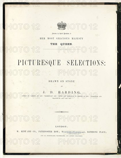Picturesque Selections: Text Page, from Picturesque Selections, c. 1860, James Duffield Harding, (English, 1798-1863), Published by W. Kent and Co., England, Letterpress on paper, 560 × 430 mm