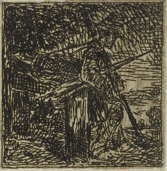 Vagabond, n.d., Charles Émile Jacque, French, 1813-1894, France, Etching on ivory wove paper, 24 × 23 mm