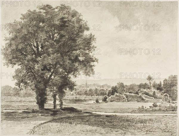 Landscape, 1870/75, Maxime Lalanne, French, 1827-1886, France, Charcoal, with stumping and erasing, on ivory laid paper, 282 × 372 mm