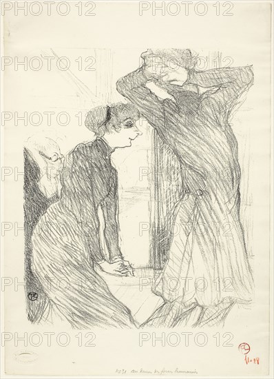 Lugné-Poé and Bady, in Au-Dessus des Forces Humaines, 1894, Henri de Toulouse-Lautrec, French, 1864-1901, France, Lithograph on cream wove paper, 290 × 238 mm (image), 382 × 275 mm (sheet)