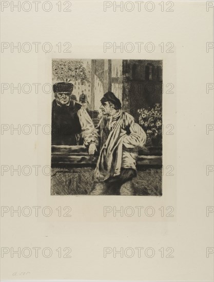 Plate from l’Assommoir (man leaning on bar), 1878, Gaston La Touche, French, 1854-1913, France, Drypoint on ivory laid paper, 177 × 144 mm (image), 240 × 161 mm (plate)