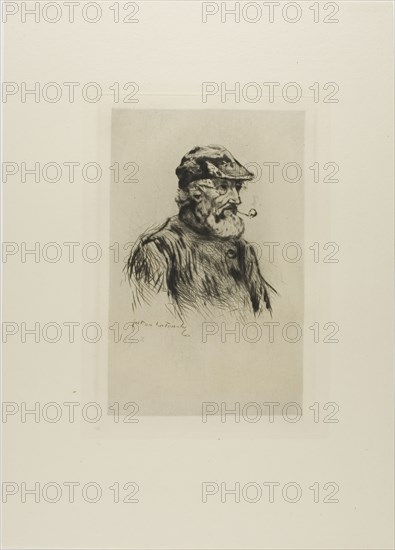 Portrait of an Old Fisherman, 1878, Gaston La Touche, French, 1854-1913, France, Drypoint and plate tone on ivory laid paper, 218 × 139 mm (image), 239 × 160 mm (plate), 393 × 280 mm (sheet)