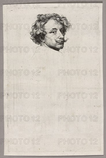 Self-Portrait, 1630/33, Anthony van Dyck, Flemish, 1599-1641, Flanders, Etching in black on ivory laid paper, 246 × 157 mm (image/plate), 257 × 169 mm (sheet)