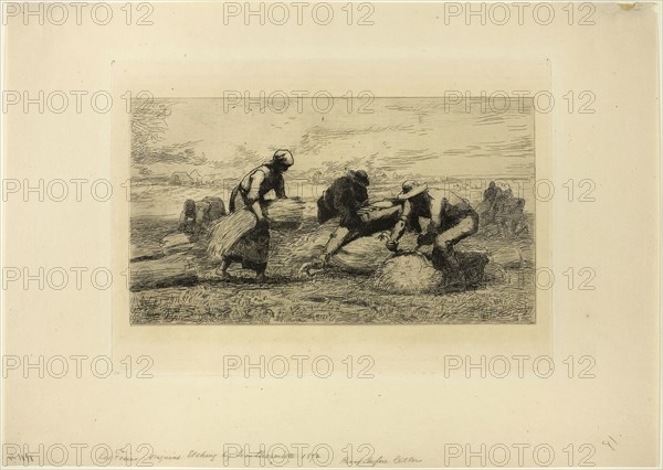 The Reapers, c. 1872, Léon Augustin Lhermitte, French, 1844-1925, France, Etching on cream laid paper, 145 × 256 mm (image), 199 × 278 mm (plate), 294 × 412 mm (sheet)