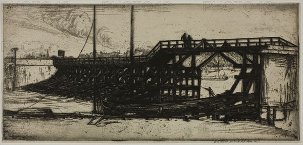 L’Estacade, 1899, Donald Shaw MacLaughlan, American, born Canada, 1876-1938, United States, Etching in black on cream laid paper, 115 x 249 mm (image), 118 x 250 mm (sheet)
