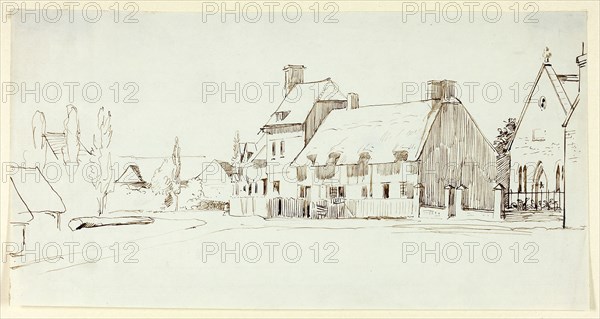The Village Church, n.d., Henry Stacy Marks, English, 1829-1898, England, Pen and brown ink on ivory wove paper