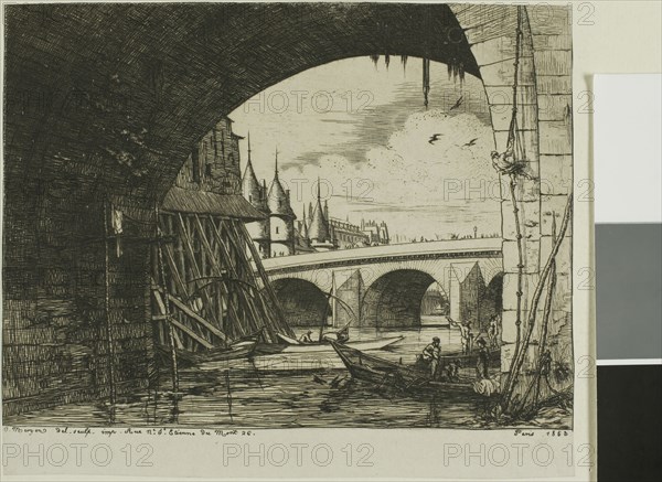 L’Arche du Pont Notre-Dame, 1853, Charles Meryon, French, 1821-1868, France, Etching and drypoint on paper, 125 × 169 mm (image), 140 × 169 mm (sheet)