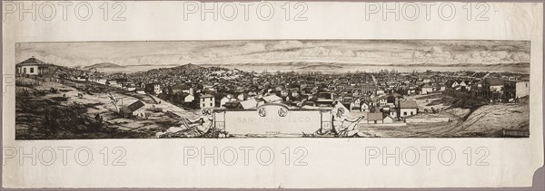 San Francisco, 1855–56, Charles Meryon (French, 1821-1868), printed by Auguste Delâtre (French, 1822-1907), France, Etching and drypoint in warm black on grayish ivory chine, 181 × 947 mm (image), 236 × 987 mm (plate), 348 × 996 mm (sheet)