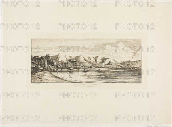 Seine Fishing off Collier’s Point, Akaroa, Banks’ Peninsula, 1845, 1863, Charles Meryon (French, 1821-1868), printed by Pierron (French, 19th century), France, Etching on ivory laid paper, 150 × 324 mm (image), 150 × 324 mm (plate), 325 × 452 mm (sheet)