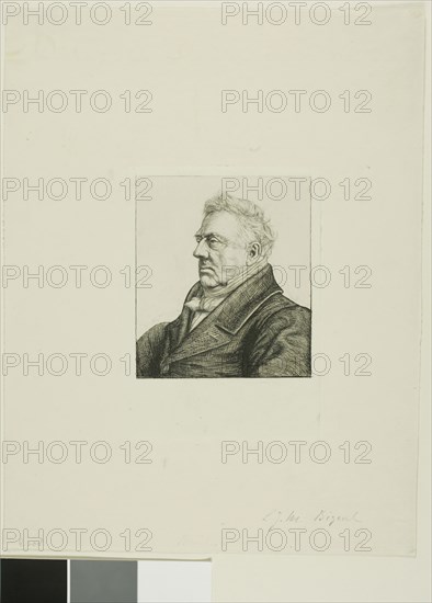 Portrait of Louis Jacques Marie Bizeul, the Breton Archaeologist, 1861, Charles Meryon, French, 1821-1868, France, Etching with engraving on ivory chine, laid down on ivory laid paper, 121 × 105 mm (image), 167 × 118 mm (plate), 161 × 117 mm (primary support), 322 × 249 mm (secondary support)