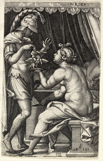 Jason and Medea, n.d., Master I.B., German, died 1525/30, Germany, Engraving in black on paper, 118 x 74 mm (sheet)
