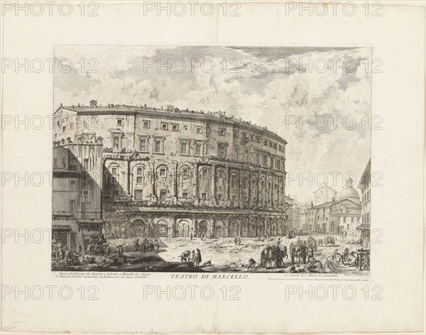 The Theater of Marcellus, from Views of Rome, 1750/59, Giovanni Battista Piranesi, Italian, 1720-1778, Italy, Etching on heavy ivory laid paper, 386 x 543 mm (image), 405 x 550 mm (plate), 560 x 718 mm (sheet)