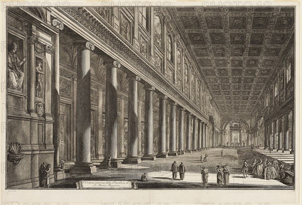 Interior view of the Basilica of S. Maria Maggiore, from Views of Rome, 1768, Giovanni Battista Piranesi, Italian, 1720-1778, Italy, Etching on ivory laid paper, 430 x 681 mm (image), 473 x 700 mm (sheet)