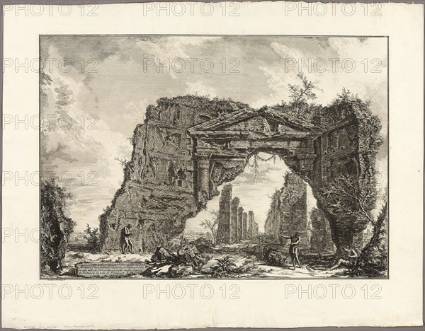 Remains of a covered portico, or a cryptoporticus, in a villa of Domitian, five miles outside Rome on the Frascati road, from Views of Rome, 1766, Giovanni Battista Piranesi, Italian, 1720-1778, Italy, Etching on heavy ivory laid paper, 418 x 598 mm (image), 424 x 603 mm (plate), 555 x 720 mm (sheet)