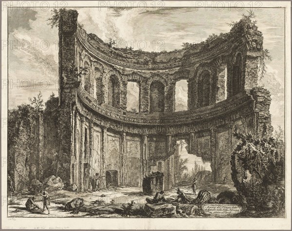 Remains of the so-called Temple of Apollo at Hadrian’s Villa, Tivoli, from Views of Rome, 1768, Giovanni Battista Piranesi, Italian, 1720-1778, Italy, Etching on heavy ivory laid paper, 467 x 617 mm (image), 474 x 622 mm (plate), 508 x 642 mm (sheet)