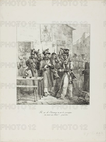 You Have Honor…, 1825–26, Denis Auguste Marie Raffet (French, 1804-1860), printed by François le Villain (French, active 19th century), France, Lithograph in black on off-white wove paper, 207 × 188 mm (image), 362 × 273 mm (sheet)