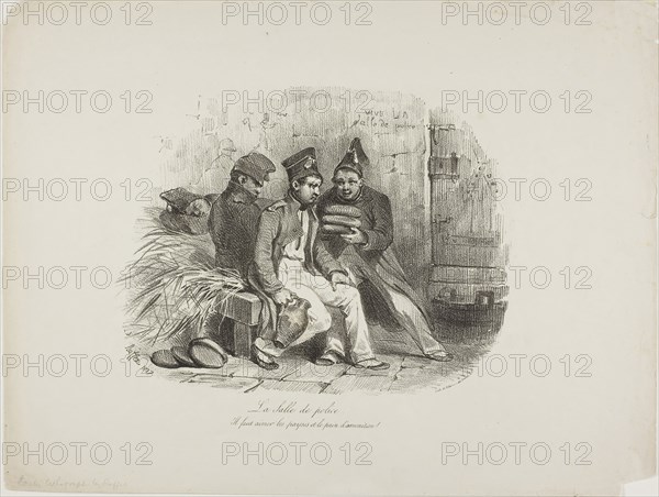 Military Prison, 1827, Denis Auguste Marie Raffet (French, 1804-1860), printed by François le Villain (French, active 19th century), published by Éditeur Chez Frérot (French, active 19th century), France, Lithograph in black on ivory wove paper, 167 × 217 mm (image), 269 × 356 mm (sheet)