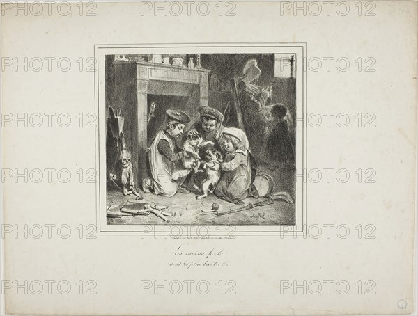 The Least Strong is the Most Treacherous, 1828, Denis Auguste Marie Raffet (French, 1804-1860), marketed by Chez M. Chabert (French, 19th century), France, Lithograph in black on ivory wove paper, 147 × 164 mm (image), 271 × 357 mm (sheet)