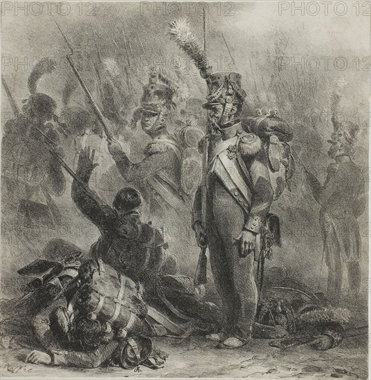 Close the Ranks, 1832, Denis Auguste Marie Raffet, French, 1804-1860, France, Lithograph in black on ivory wove paper, 234 × 230 mm (image), 234 × 230 mm (sheet)