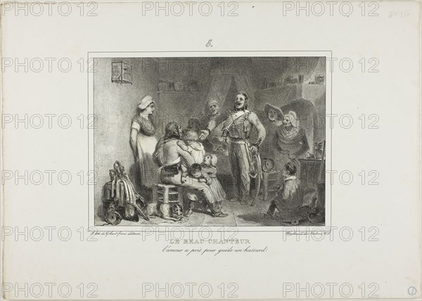 The Best Singer, 1831, Denis Auguste Marie Raffet (French, 1804-1860), printed by Chez Gihaut Frères (French, 19th century), France, Lithograph in black on ivory wove paper, 163 × 223 mm (image), 287 × 404 mm (sheet)