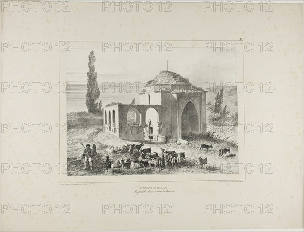 Mariah Tomb, Bachtcheh-Seraï, Crimea, August 21, 1837, 1838, Denis Auguste Marie Raffet (French, 1804-1860), printed by Auguste Bry (French, 19th century), published by Chez Gihaut Frères (French, 19th century), France, Lithograph in black on grayish-ivory chine laid down on buff wove paper, 191 × 356 mm (image), 192 × 256 mm (primary support), 345 × 457 mm (secondary support)