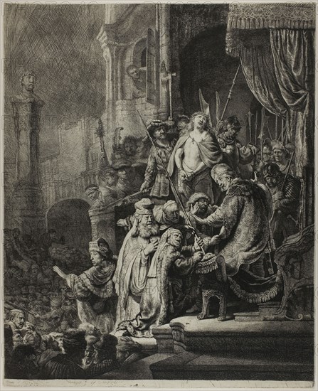 Christ Before Pilate: Large Plate, 1635, Rembrandt van Rijn, Dutch, 1606-1669, Holland, Etching on paper, 543 x 449 mm (image);552 x 449 mm (plate);556 x 455 mm (sheet)