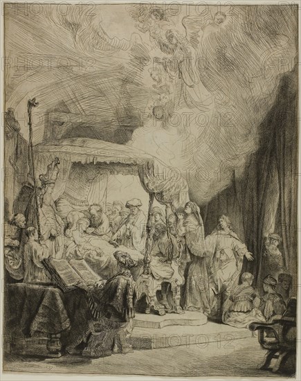 The Death of the Virgin, 1639, Rembrandt van Rijn, Dutch, 1606-1669, Holland, Etching and drypoint on ivory laid paper, 397 x 315 mm (sheet trimmed within plate mark)