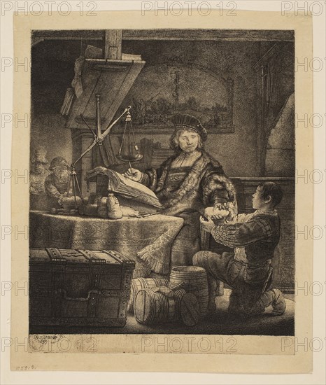 Jan Uytenbogaert, Receiver-General (The Goldweighter), 1639, Rembrandt van Rijn, Dutch, 1606-1669, Holland, Etching and drypoint on Japanese paper, 234 x 202 mm (image), 249 x 202 mm (plate), 275 x 230 mm (sheet)