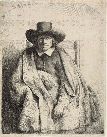 Clement de Jonghe, Printseller, 1651, Rembrandt van Rijn, Dutch, 1606-1669, Holland, Etching on paper, 208 x 162 mm (image/plate), 213 x 166 mm (sheet)