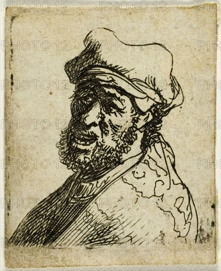 Man Crying Out, Three Quarters Left: Bust, c. 1629, Rembrandt van Rijn, Dutch, 1606-1669, Holland, Etching on paper, 36 x 33.5 mm (image), 40 x 34 mm (plate), 43 x 35 mm (sheet)
