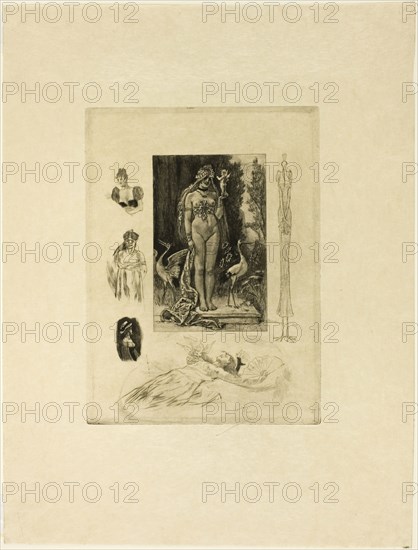 A Document on the Impotence of Love, 1894, Félicien Rops, Belgian, 1833-1898, Belgium, Heliogravure, with soft varnish ("vernis mou") and drypoint, on cream wove paper, 216 × 160 mm (image), 216 × 160 mm (plate), 370 × 280 mm (sheet)
