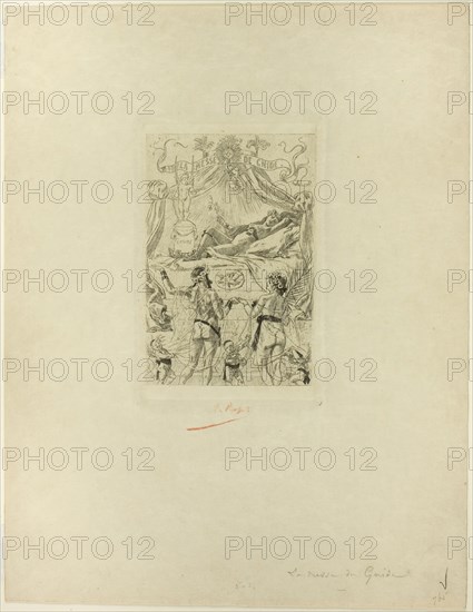 Frontispiece to La messe de Gnide, 1881, Félicien Rops, Belgian, 1833-1898, Belgium, Heliogravure, with drypoint, on cream wove paper, 115 × 78 mm (image), 133 × 86 mm (plate), 276 × 213 mm (sheet)