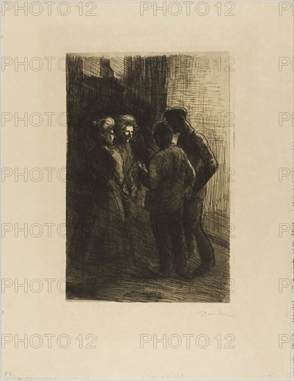 Two Women of the Street and Their Companions, 1898, Théophile-Alexandre Steinlen, French, born Switzerland, 1859-1923, France, Etching from a zinc plate on cream wove paper, 291 × 191 mm (image), 302 × 200 mm (plate), 436 × 338 mm (sheet)
