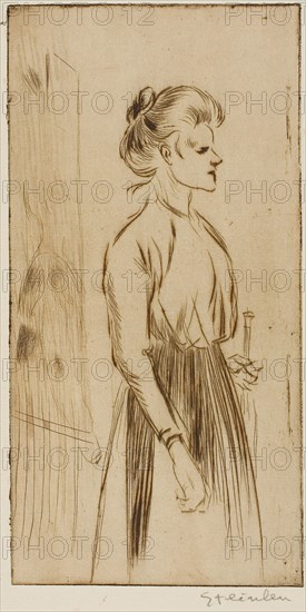 Hard Woman, 1898, Théophile-Alexandre Steinlen, French, born Switzerland, 1859-1923, France, Drypoint from a zinc plate on ivory laid paper, 240 × 121 mm (image/plate), 406 × 306 mm (sheet)