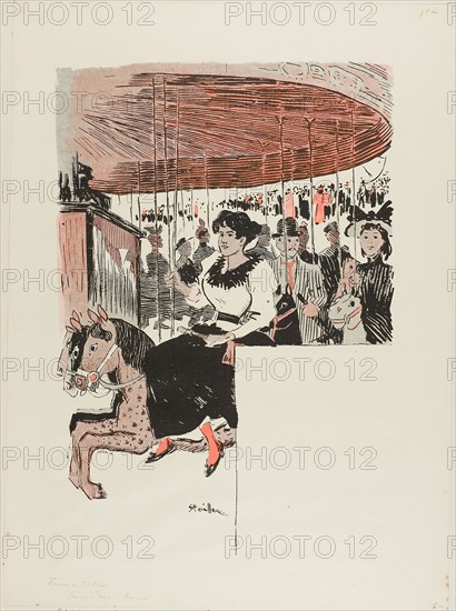 Brune, published September 1, 1893, Théophile-Alexandre Steinlen, French, born Switzerland, 1859-1923, France, Photorelief print in red and black on ivory wove paper, 342 × 235 mm (image), 420 × 309 mm (sheet)