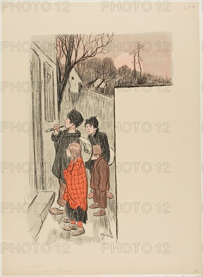 Les Petiots, published October 27, 1893, Théophile-Alexandre Steinlen, French, born Switzerland, 1859-1923, France, Photorelief print in red and black on cream wove paper, 324 × 225 mm (image), 419 × 308 mm (sheet)