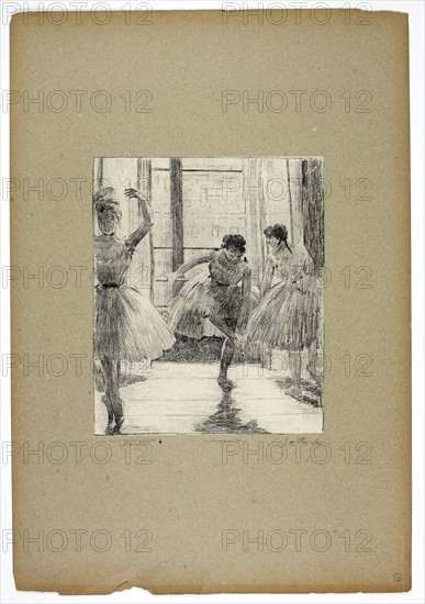 Before the Ballet Class, 1889–90, Georges-William Thornley (French, 1857-1935), after Edgar Degas (French, 1834-1917), printed by Atelier Becquet (French, 19th century), published by Boussod, Valadon, & Company (French, 18th-19th century), France, Lithograph in black on paper, 271 × 223 mm (image),  568 × 397 mm (sheet)