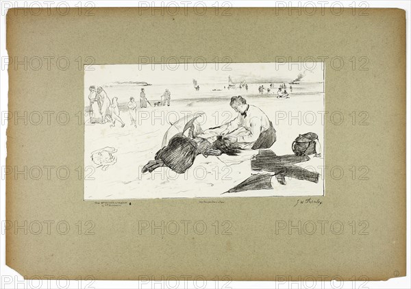 On the Beach, 1889–90, Georges-William Thornley (French, 1857-1935), after Edgar Degas (French, 1834-1917), printed by Atelier Becquet (French, 19th century), published by Boussod, Valadon, & Company (French, 18th-19th century), France, Lithograph in black on paper, 193 × 344 mm (image), 397 × 569 mm (sheet)