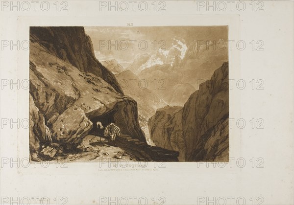 Mount Saint Gothard, plate 9 from Liber Studiorum, published February 20, 1808, Joseph Mallord William Turner (English, 1775-1851), Engraved by Charles Turner (English, 1773-1857), England, Etching and engraving in brown on ivory laid paper, 177 × 260 mm (image), 207 × 292 mm (plate), 267 × 381 mm (sheet)