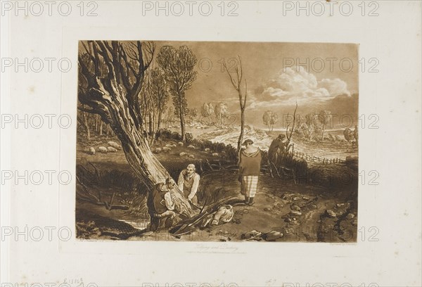 Hedging and Ditching, plate 47 from Liber Studiorum, published May 23, 1812, Joseph Mallord William Turner (English, 1775-1851), Engraved by J.C. Easling, England, Etching and engraving in brown on ivory laid paper, 186 × 261 mm (image), 211 × 295 mm (plate), 266 × 382 mm (sheet)