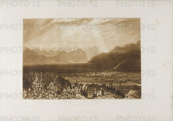 Chain of Alps from Grenoble to Chamberi, plate 40 from Liber Studiorum, published May 23, 1812, Joseph Mallord William Turner (English, 1775-1851), Engraved by William Say (English, 1768-1834), England, Etching and mezzotint in brown on ivory laid paper, 179 × 261 mm (image), 210 × 292 mm (plate), 266 × 383 mm (sheet)