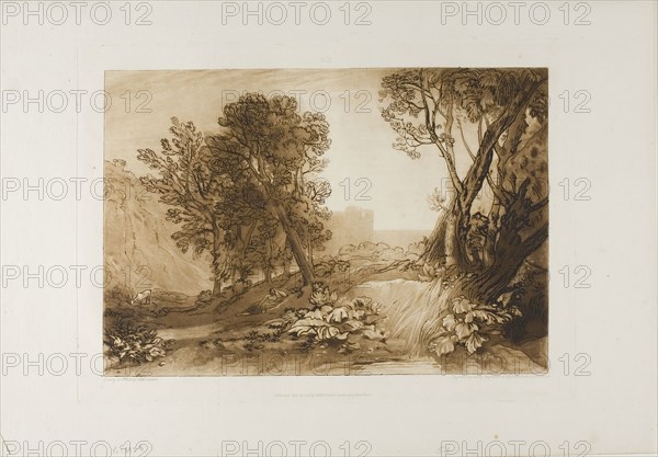 Solitute, plate 53 from Liber Studiorum, published May 12, 1814, Joseph Mallord William Turner (English, 1775-1851), Engraved by William Say (English, 1768-1834), England, Etching and engraving on ivory laid paper, 179 × 260 mm (image), 210 × 289 mm (plate), 266 × 382 mm (sheet)