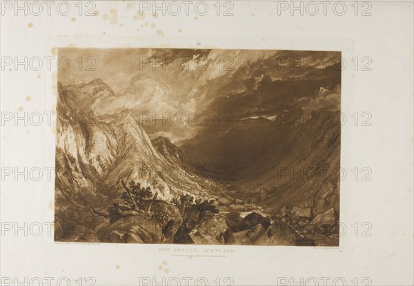 Ben Arthur, plate 69 from Liber Studiorum, published January 1, 1819, Joseph Mallord William Turner (English, 1775-1851), Engraved by T. Lupton, England, Etching and engraving in brown on ivory laid paper, 183 × 268 mm (image), 209 × 290 mm (plate), 267 × 390 mm (sheet)