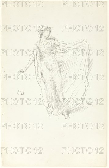 The Dancing Girl, 1889, James McNeill Whistler, American, 1834-1903, United States, Transfer lithograph in black on ivory laid paper, 182 x 148 mm (image), 320 x 204 mm (sheet)